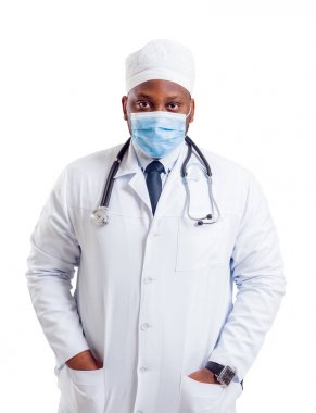 Afrika kökenli Amerikalı doktor beyaz izole