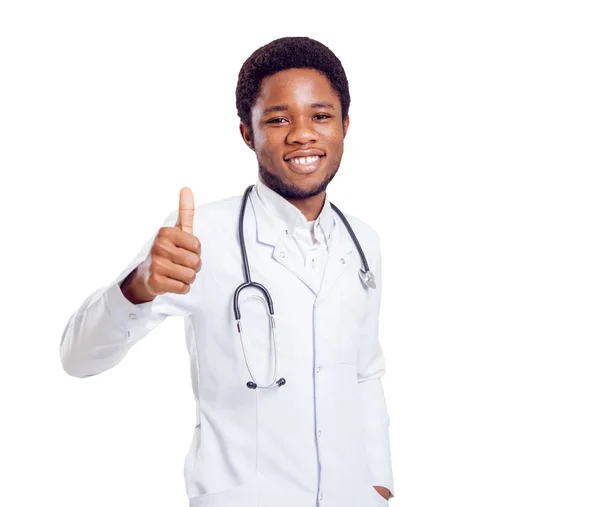 African American Doctor Isolated White — Stock Photo, Image