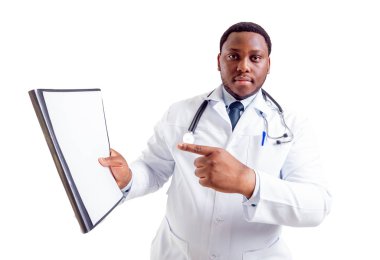 Afrika kökenli Amerikalı doktor beyaz izole