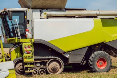 Biçerdöver buğday alan eylem içinde birleştirir. Olgun bir ürün tarladan toplama işlemi.
