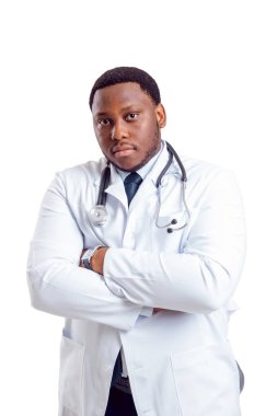 Afrika kökenli Amerikalı doktor beyaz izole