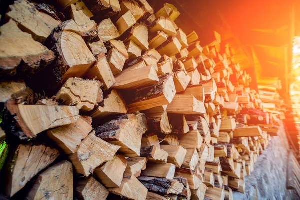 Viel Brennholz Freien Querschnitt Des Holzes Hintergrund — Stockfoto