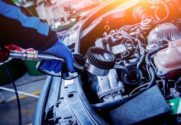 Cambio Aceite Del Motor Reparación Estación Servicio — Foto de Stock