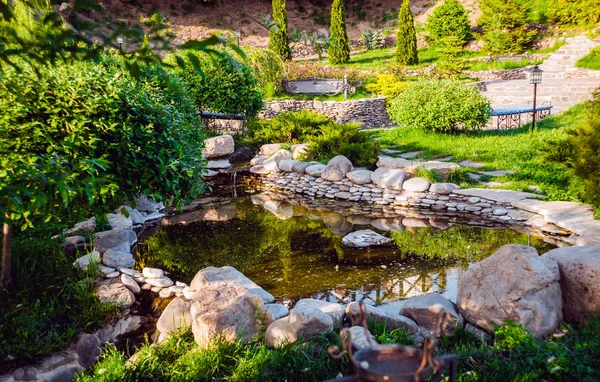 Het Ontwerp Van Het Landschap Natuur Park Buitenshuis — Stockfoto