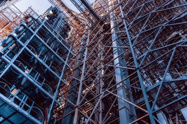 Modern silolar Tahıl hasat depolamak için. Tarım. Düşük açılı.