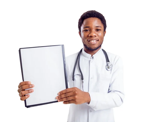 African American Doctor Isolated White — Stock Photo, Image