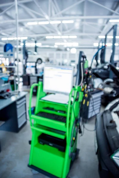 Diagnostiek Van Computer Het Tankstation Wazig — Stockfoto