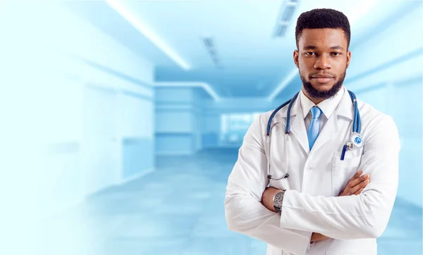 African Doctor Hospital Corridor — Stock Photo, Image