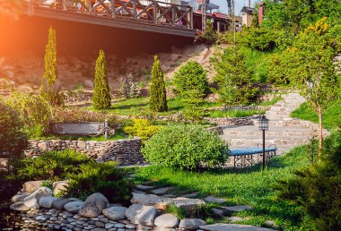 Peyzaj tasarımı. Doğa. Park. Açık havada