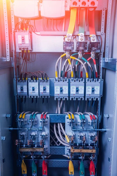 Wires Switches Electric Box Electrical Panel Fuses Contactors — Stock Photo, Image