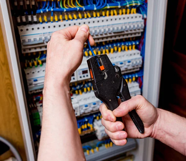 Repairing Switchboard Voltage Automatic Switches — Stock Photo, Image