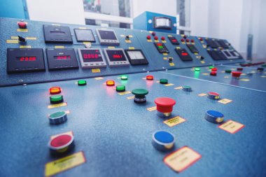 Hidroelektrik Santrali kontrol paneli. Elektrik donatımı.