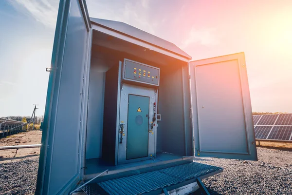 Inverter and store energy building. Solar cell park.