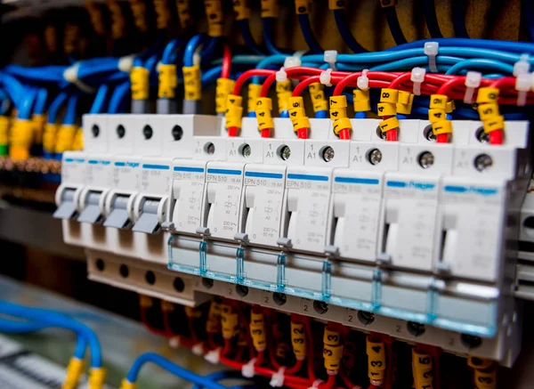 Voltage switchboard with circuit breakers.