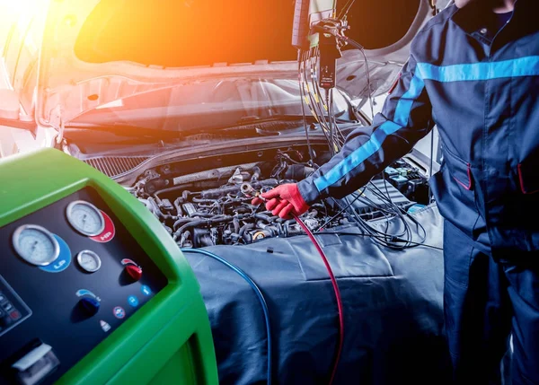 Auto Airco Onderhoud Tankstation Auto Reparatie — Stockfoto