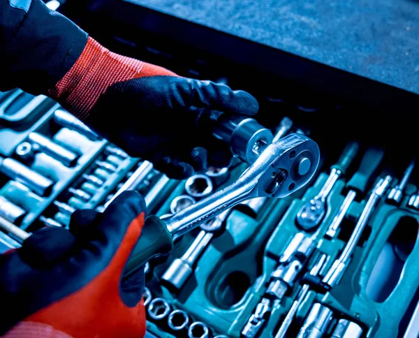 Ferramentas Serviço Reparação Automóveis Fechar — Fotografia de Stock
