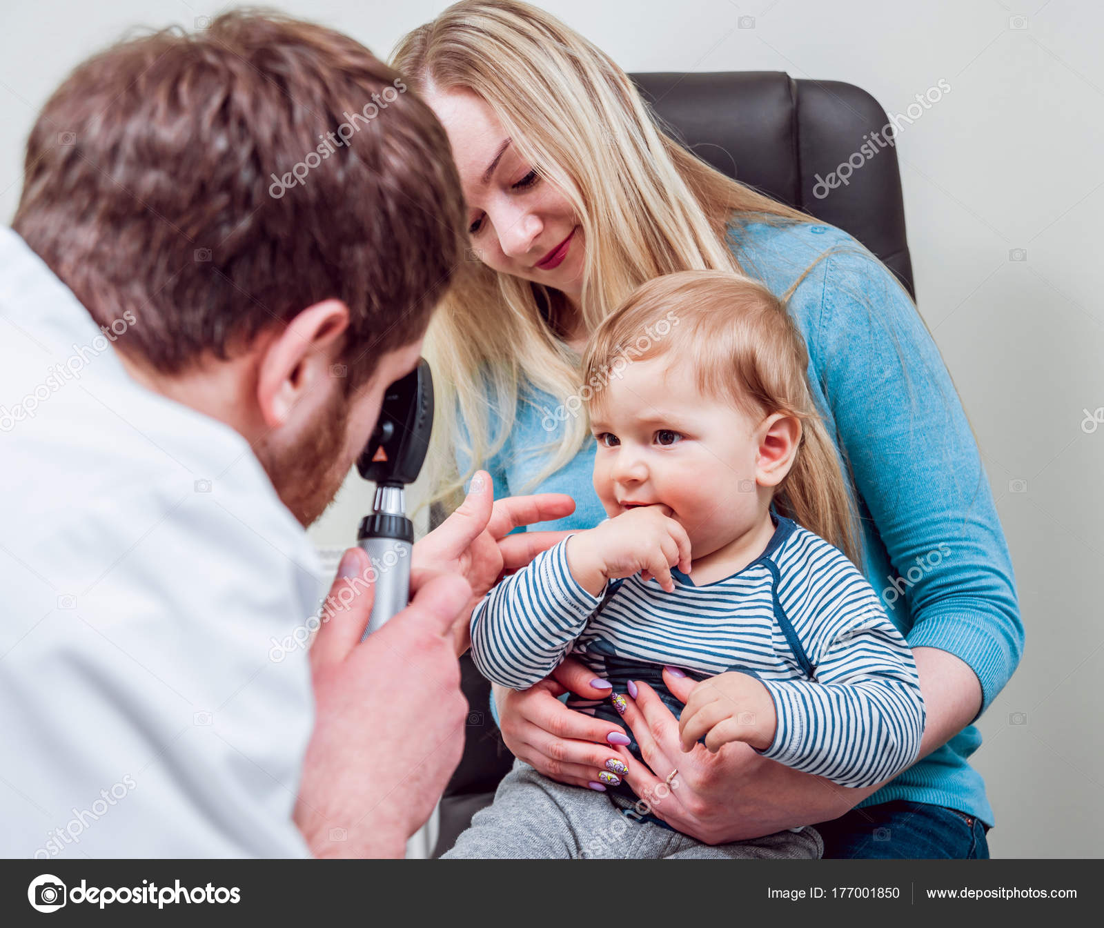 Direct Ophthalmoscopy Retinal Examination Fundoscopy Child Vision Test Clinic Stock Photo by