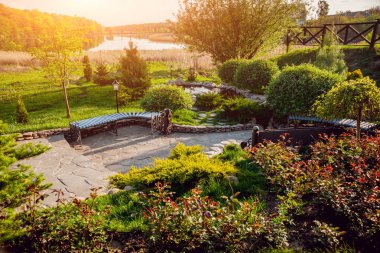 Peyzaj tasarımı. Doğa. Park. Açık havada