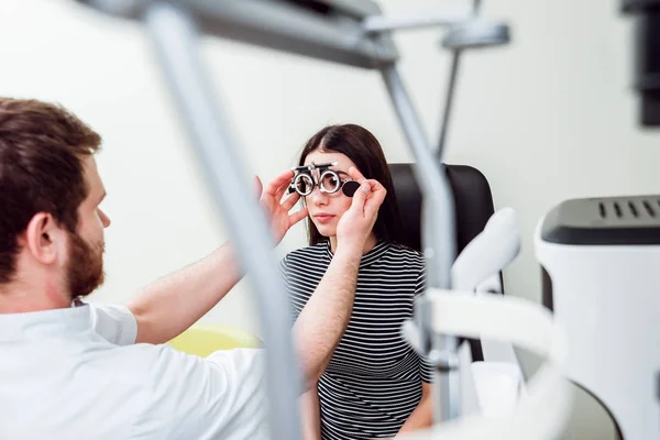 Exame Lâmpada Corte Biomicroscopia Segmento Anterior Olho Exame Ocular Básico — Fotografia de Stock