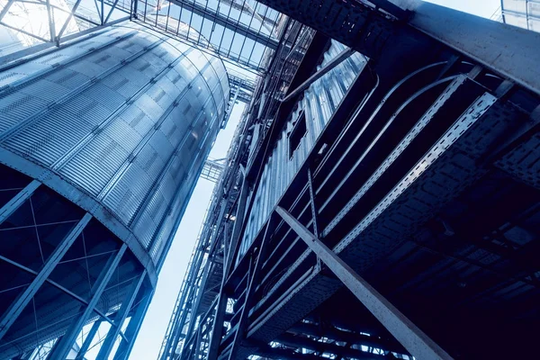 Modern silos for storing grain harvest. Agriculture.