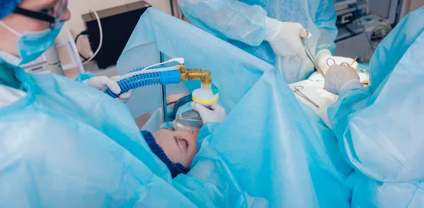 Pré Oxigenação Para Anestesia Geral Equipamento Cirúrgico — Fotografia de Stock