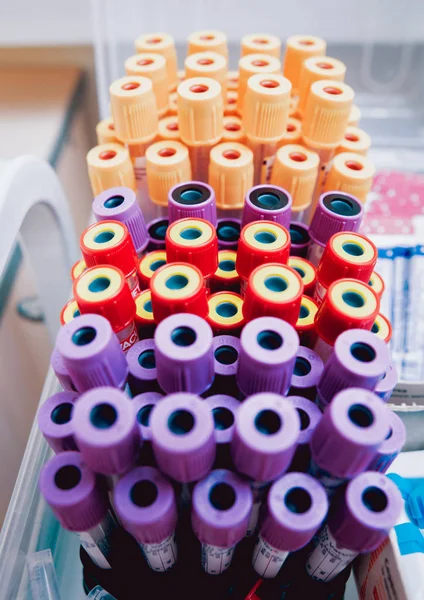 Tubos Vacíos Equipo Médico Análisis Sangre — Foto de Stock