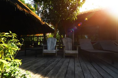 Bungalow in the jungle. National park in Thailand.