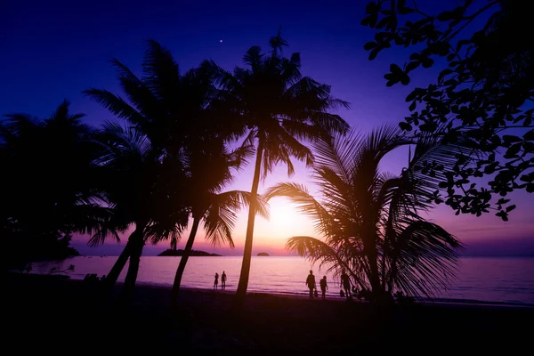 熱帯のビーチで美しい夕日。空と海 — ストック写真