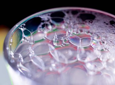 Renkli sabun ve su kabarcıkları. Soyut arkaplan.