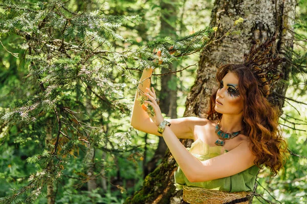 Beautiful fairy princess in summer forest — Stock Photo, Image