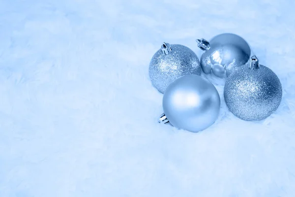 Christmas balls on a white background. Color of the year 2020 Classic Blue — 图库照片