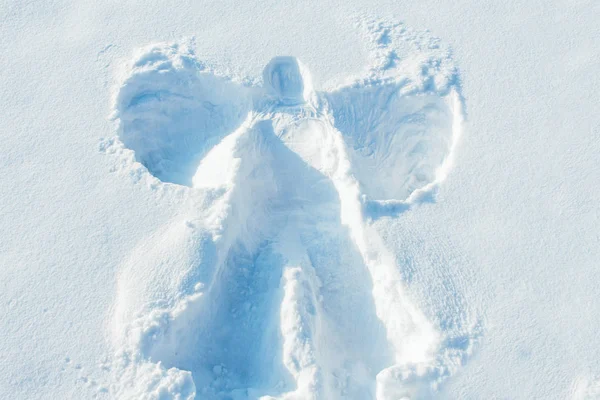 Snow angel made in the white snow