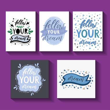 Rüya izleyin. Handdrawn illüstrasyon. Kart şablonu