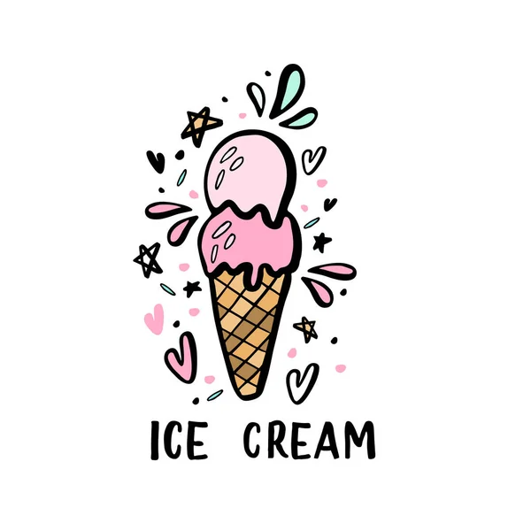 Ilustración dibujada a mano de helado . — Archivo Imágenes Vectoriales