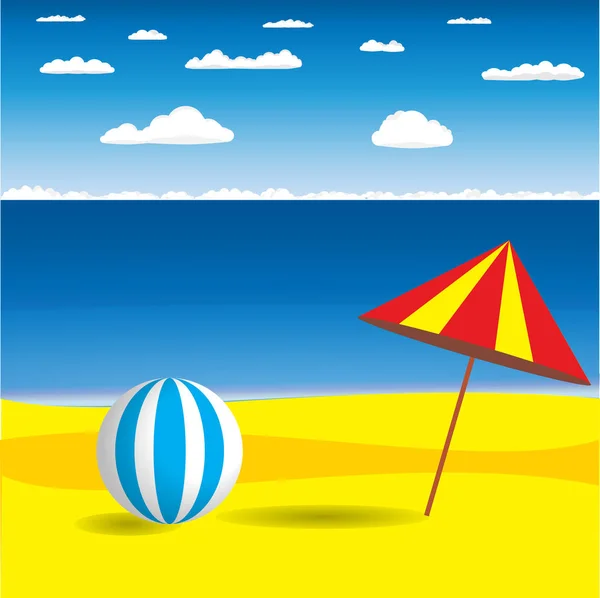 Sonnenschirm mit Ball — Stockvektor