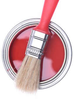 Üstten Görünüm kırmızı boya fırça ile olabilir