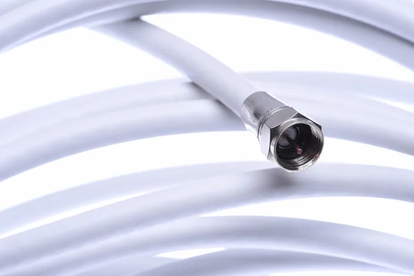 Coaxial tv cable with F connector — Stock Photo, Image