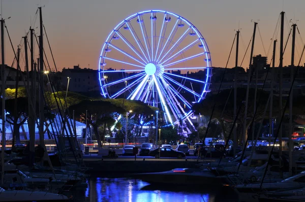 Night lights in the port of Antibes France — Stock Photo, Image