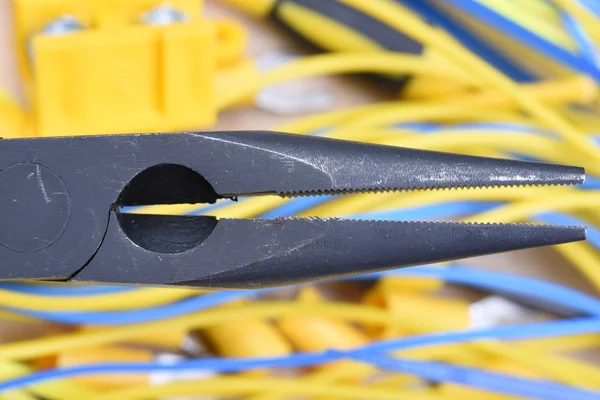 Electrical pliers and cables — Stock Photo, Image
