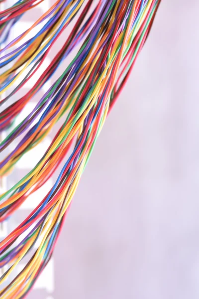 Electrical wire and panel used in telecommunication and computer network — Stock Photo, Image
