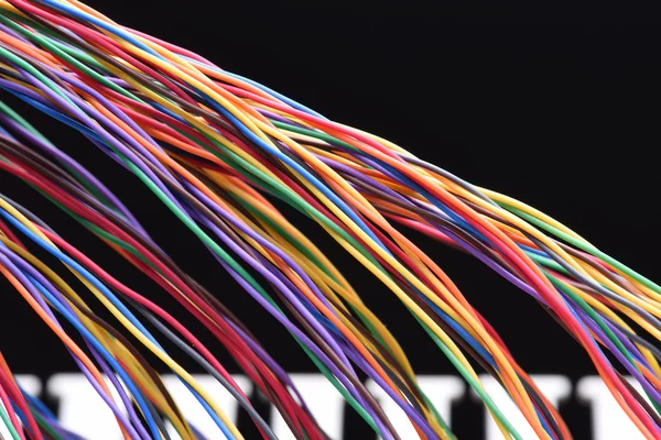 Elektrisk tråd och panel används i telekommunikations- och dator-nätverk Stockfoto