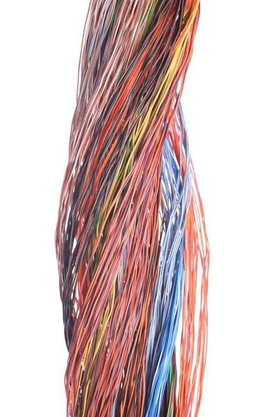 Elektrische gekleurde kabels in het netwerken — Stockfoto