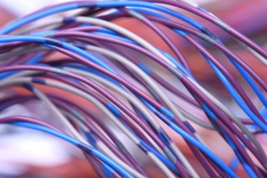 Kablo ve tel bilgisayar ağı içinde closeup