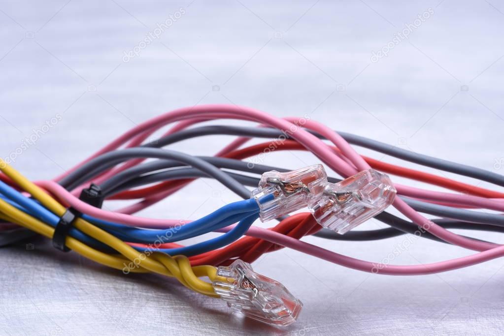 Colorful electrical cables with connectors