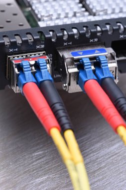 Internet şeyler GBIC Closeup ile fiber optik