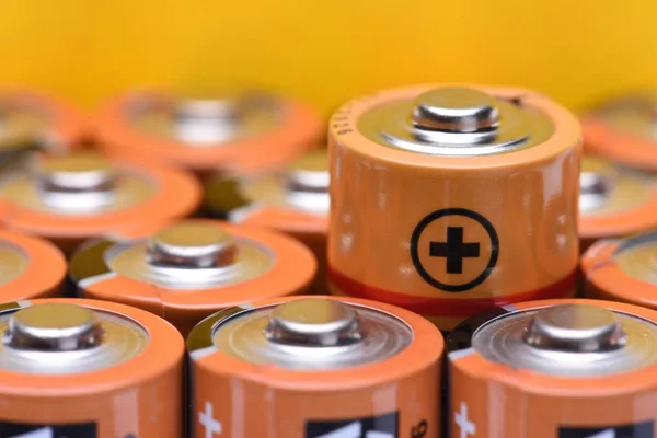 Alkaline batteries AA size with selective focus — Stock Photo, Image
