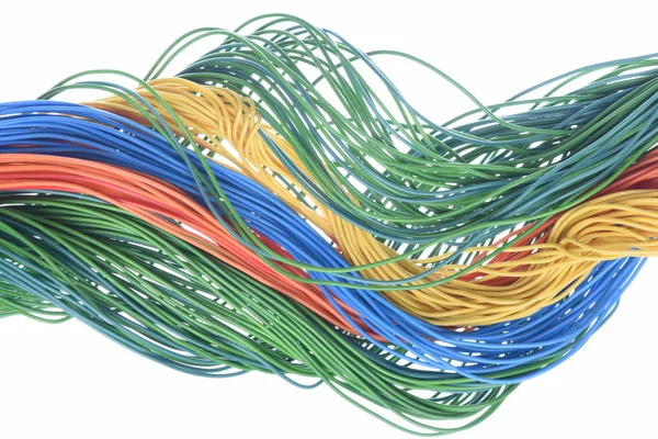 Veelkleurige computer en elektrische kabel — Stockfoto