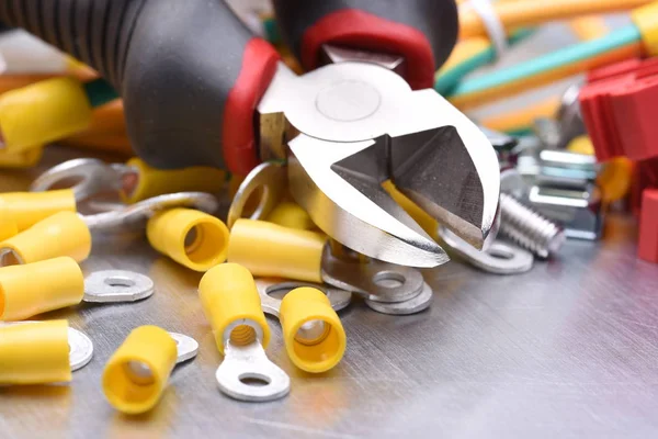 Tools for electrician and cables — Stock Photo, Image