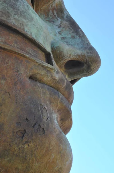 Adamın yüzünü heykel bronz — Stok fotoğraf