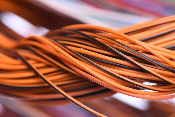 Closeup of colored cables and wires